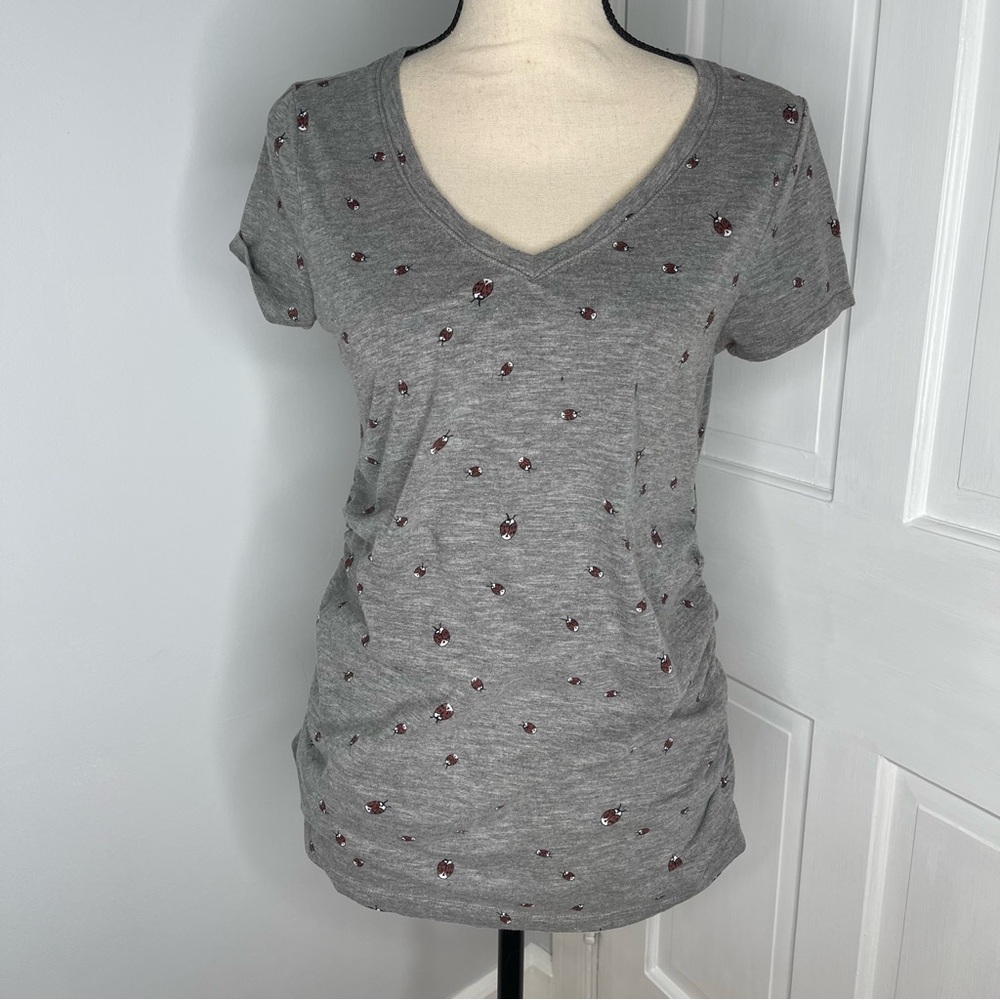 A glow gray ladybug maternity top